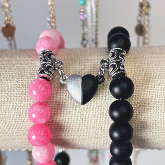 Couples Heart Bracelet Set – Magnetic Heart Matching Bracelets – Couple Gift - Picture 6 of 7